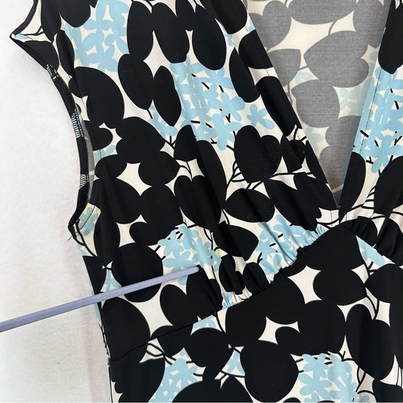 G.H Bass & Co Short Sleeve V Neck Floral Midi Dress Womens 8 Blue - Picture 6 of 10